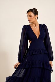  Vestido Longo Azul Marinho  Trancoso