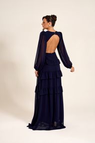  Vestido Longo Azul Marinho  Trancoso
