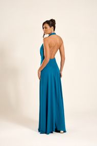 Vestido Longo Azul Petróleo  Marrocos