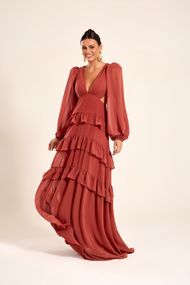 Vestido Longo Terracota Escuro Trancoso