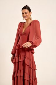 Vestido Longo Terracota Escuro Trancoso