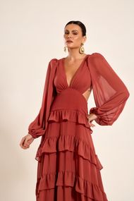 Vestido Longo Terracota Escuro Trancoso