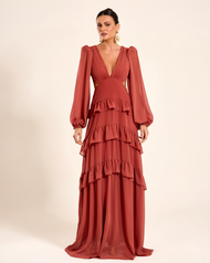 Vestido Longo Terracota Escuro Trancoso