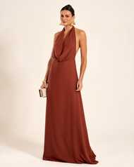 Vestido Longo Terracota Escuro Marrocos