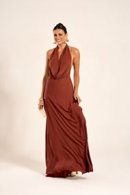 Vestido Longo Terracota Escuro Marrocos