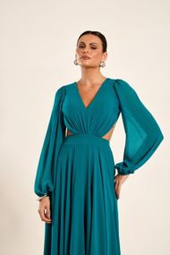 Vestido Longo Verde Petróleo Patagônia 