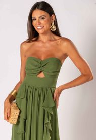 Vestido Longo Verde Oliva Jericoacoara Chifon