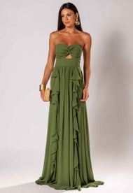 Vestido Longo Verde Oliva Jericoacoara Chifon