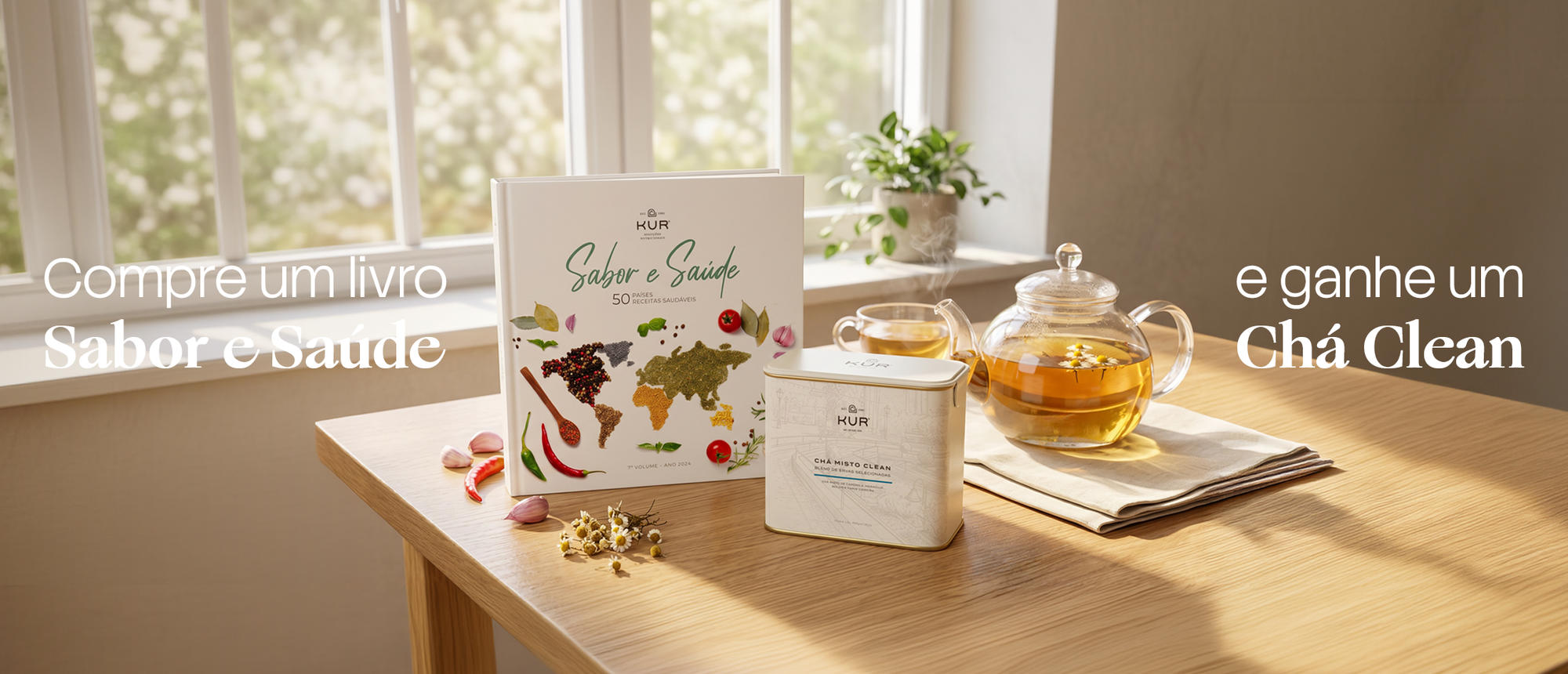 Compre um livro Sabor e Saúde e ganhe um Chá Clean