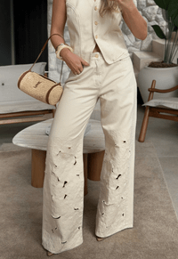 Foto do produto Calça Super Wide Leg Soft Flow Aveia