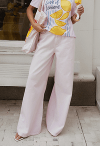 Foto do produto Calça Pantalona Palazzo Alta Rosa Celeste