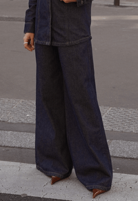 Foto do produto Calça Pantalona Palazzo Lumiere Raw Denim