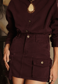 Foto do produto Saia Curta Cargo Chelsea Dark Berry