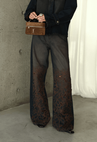 Foto do produto Calça Super Wide Leg Flore Dirty Wash Brown