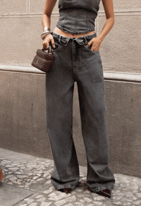 Foto do produto Calça Baggy Overlap Cinza Marmorizado