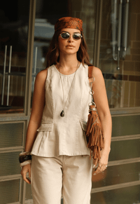 Foto do produto Blusa Peplum Madison Areia Mármore