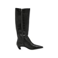 Foto do produto Bota Feminina Luiza Barcelos Cano Médio Croco Preta - 13560004