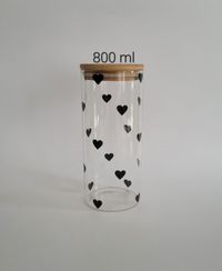 Pote Hermético 800ml Corações Preto