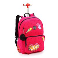 Foto do produto MOCHILA DE RODINHA LOVE ROSA/VERDE 17''