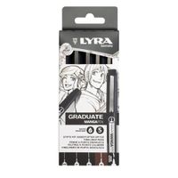 Foto do produto SET CANETA LYRA GRADUATE MANGAPEN PRETO E SEPIA C/ 05UN