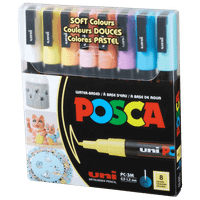 Foto do produto UNI® POSCA® PC-3M - MARCADORES DE TINTA À BASE DE ÁGUA SOFT COLORS (pacote com 8)