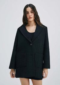 Foto do produto Casaco Sobretudo Feminino Alongado Em Tweed