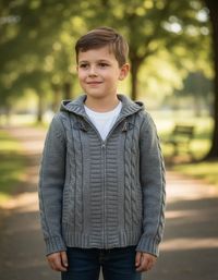 Foto do produto Jaqueta Infantil Masculina Tricô Puc - Cód. 6036 Cinza Claro 6 Anos