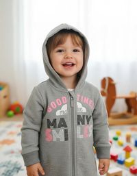 Foto do produto Jaqueta Básica Bebê Em Moletom Cinza 12m