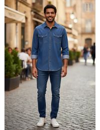 Foto do produto Camisa Jeans Masculina Manga Longa