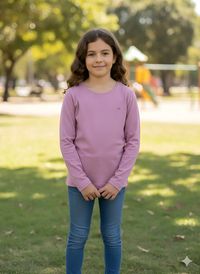 Foto do produto Blusa Básica Infantil Menina Manga Longa Com Patch