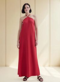 Foto do produto Vestido Midi Halterneck Em Viscolinho