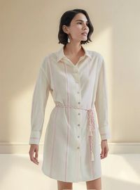 Foto do produto Vestido Chemise Manga Longa Fio Tinto