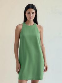 Foto do produto Vestido Curto Evasê Com Linho