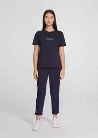 Foto do produto Calça Feminina Mom Em Sarja Azul-marinho 40