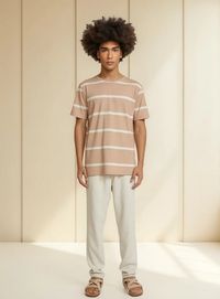 Foto do produto Camiseta Masculina Listrada Com Linho Bossa