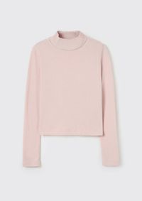 Foto do produto Blusa Cropped Infantil Menina Manga Longa Em Ribana Canelada
