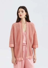 Foto do produto Kimono Feminino Manga 7/8 Em Tricô Texturizado