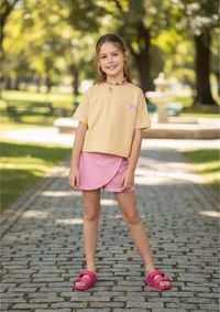 Foto do produto Conjunto Curto Infantil Menina Cropped E Shorts Transpassado