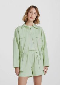 Foto do produto Casaco Feminino Parka Em Tecido De Algodão