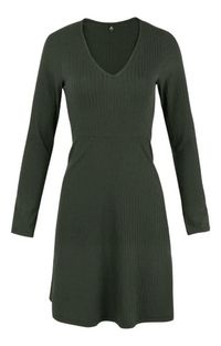Foto do produto Vestido Curto Básico Manga Longa Em Malha Canelada