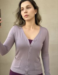 Foto do produto Cardigan Básico Feminino Em Viscose Com Decote V