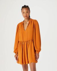 Foto do produto Vestido Curto Evasê Manga Longa Em Malha De Viscose