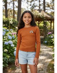 Foto do produto Blusa Infantil Menina Manga Longa Em Ribana