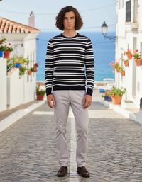 Foto do produto Blusão Básico Masculino Listrado Em Tricô De Algodão