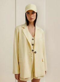 Foto do produto Blazer Feminino Regular Com Linho Amarelo P