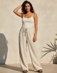 Foto do produto Calça Feminina Cintura Alta Com Linho