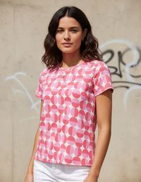 Foto do produto Blusa Feminina Manga Curta Em Malha De Algodão Estampada