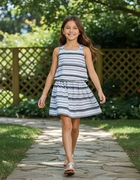 Foto do produto Vestido Infantil Menina Em Tecido De Fio Tinto Com Forro