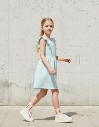 Foto do produto Vestido Curto Infantil Manga Curta Com Babados