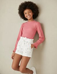 Foto do produto Shorts Infantil Menina Em Linho Com Bordado